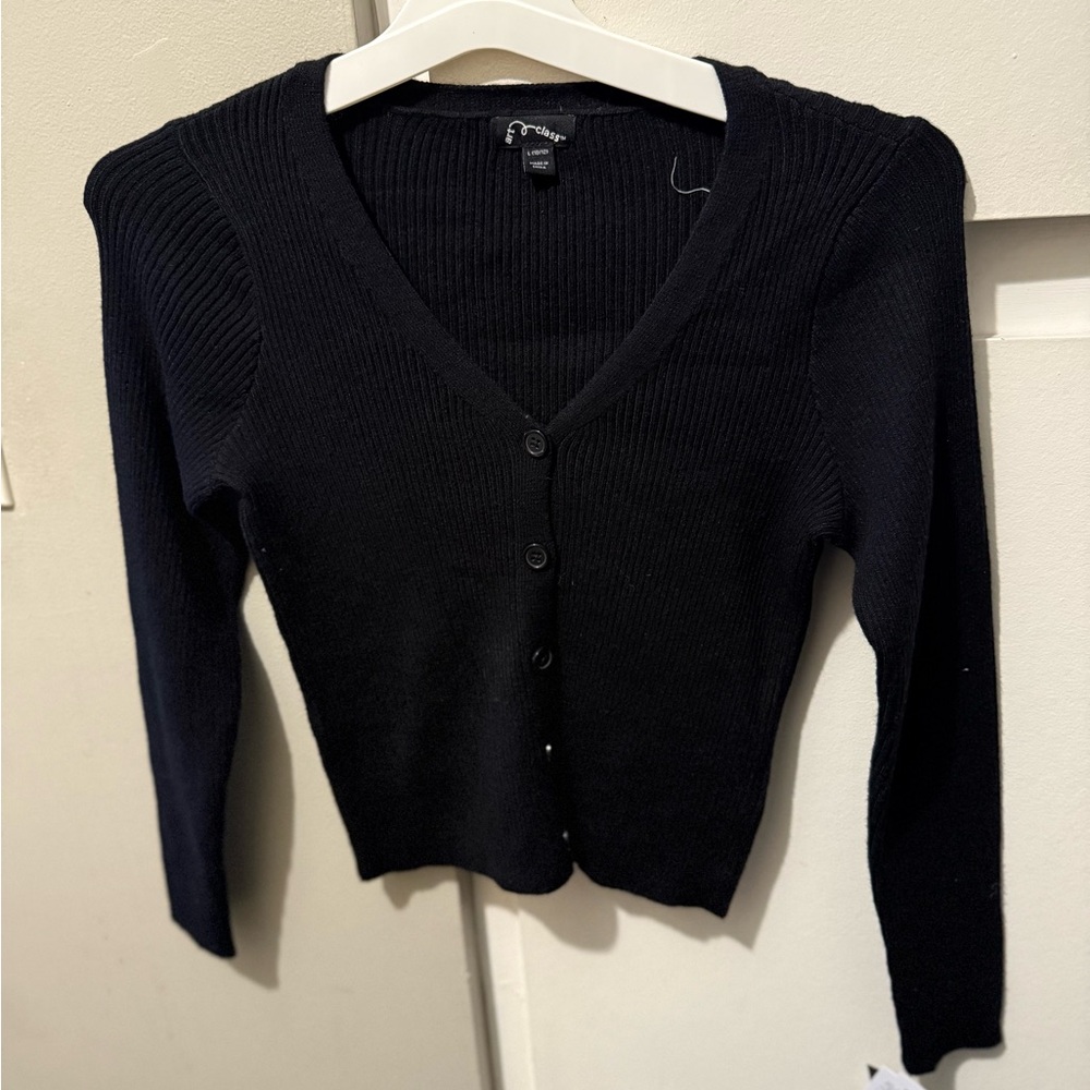art class Black Button-Up V-Neck Sweater